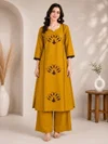 K 1155 By Naisha Dhabu Cotton Hand Manual Work Kurti With Bottom
